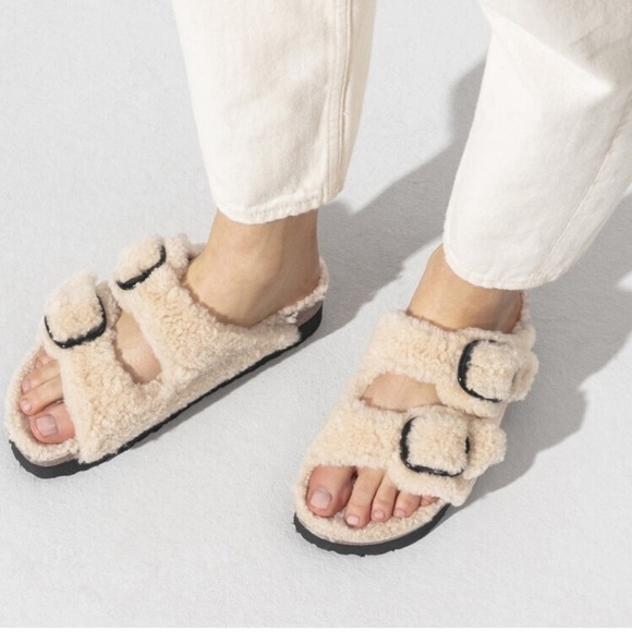 BIRKENSTOCK Papillio Arizona Big Buckle Shearling Teddy Sandals - Picture 2 of 8